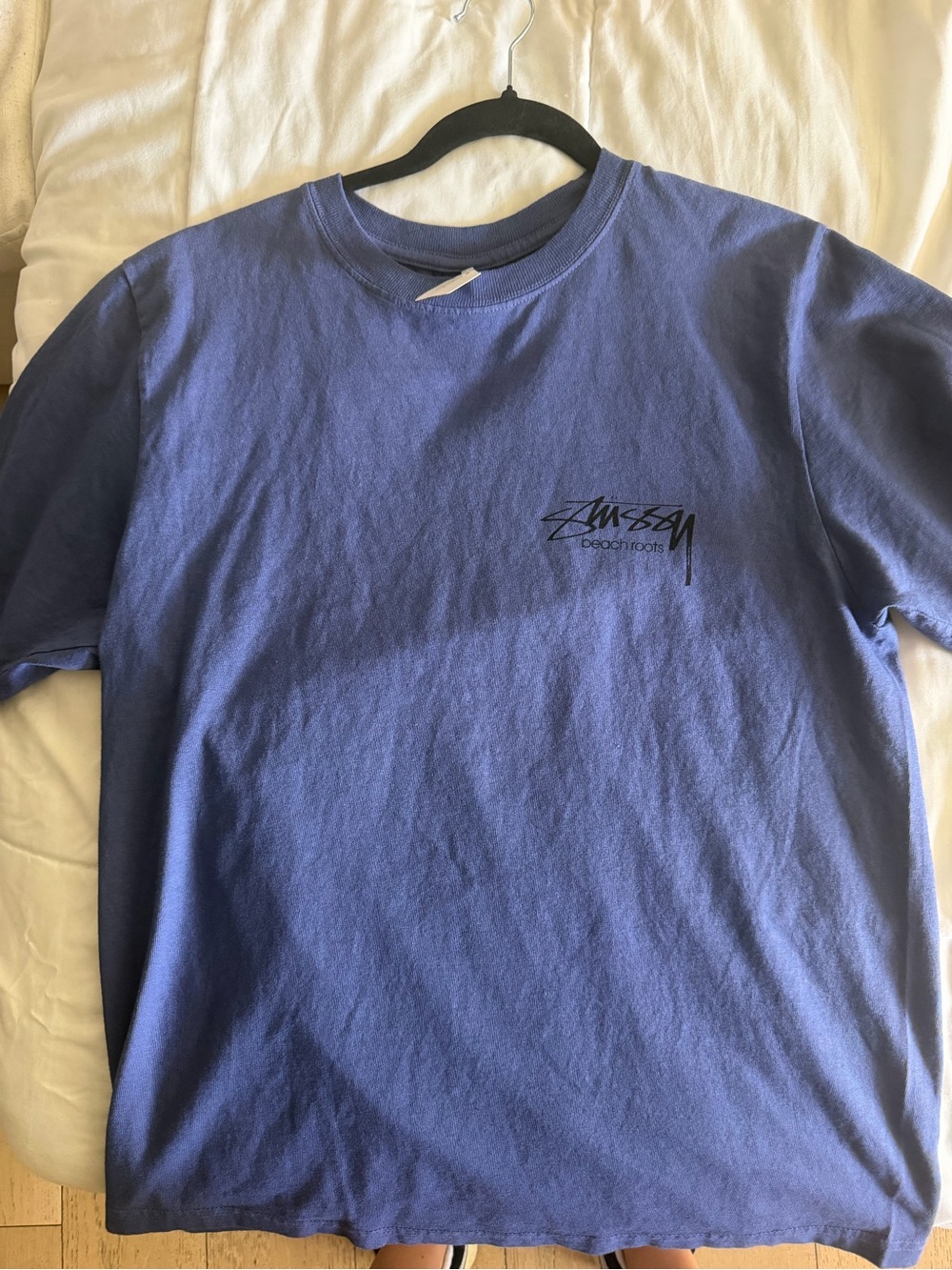 Stussy Short Sleeve Crewneck T-Shirt — Periwinkle Blue with Black Logo